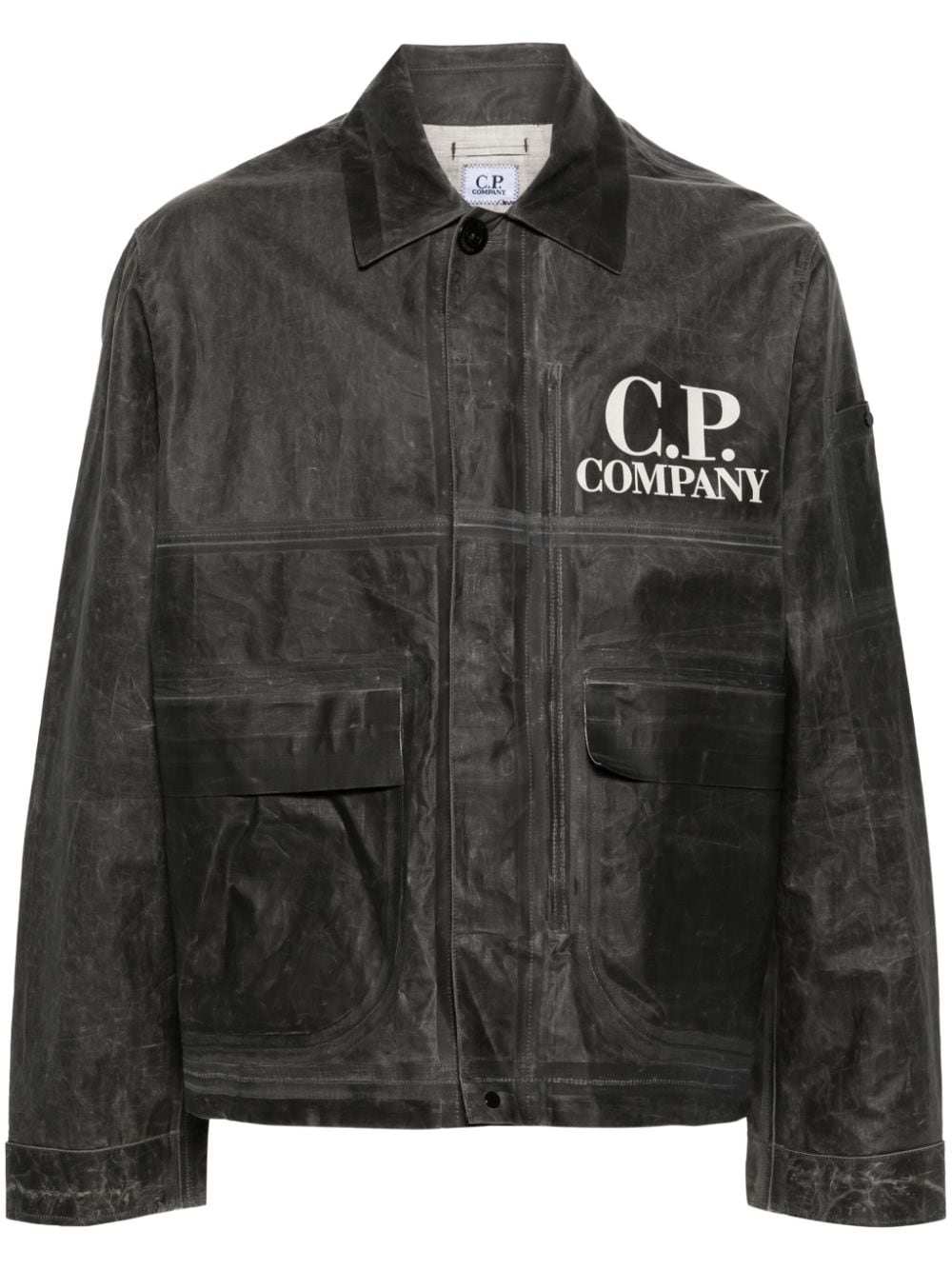 C.P. Company logo-print coated shirt jacket - Grey von C.P. Company