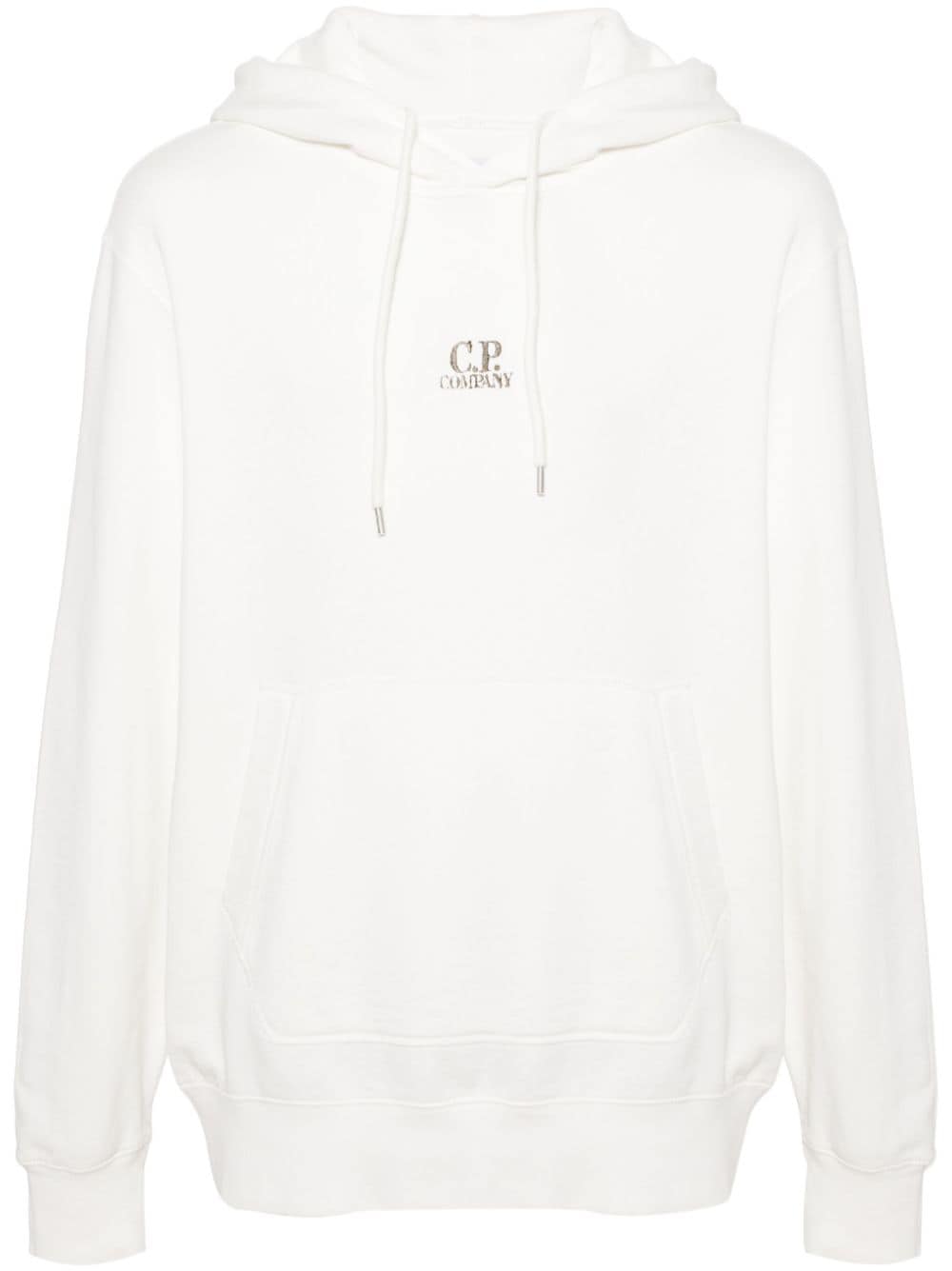 C.P. Company logo-print cotton hoodie - White von C.P. Company