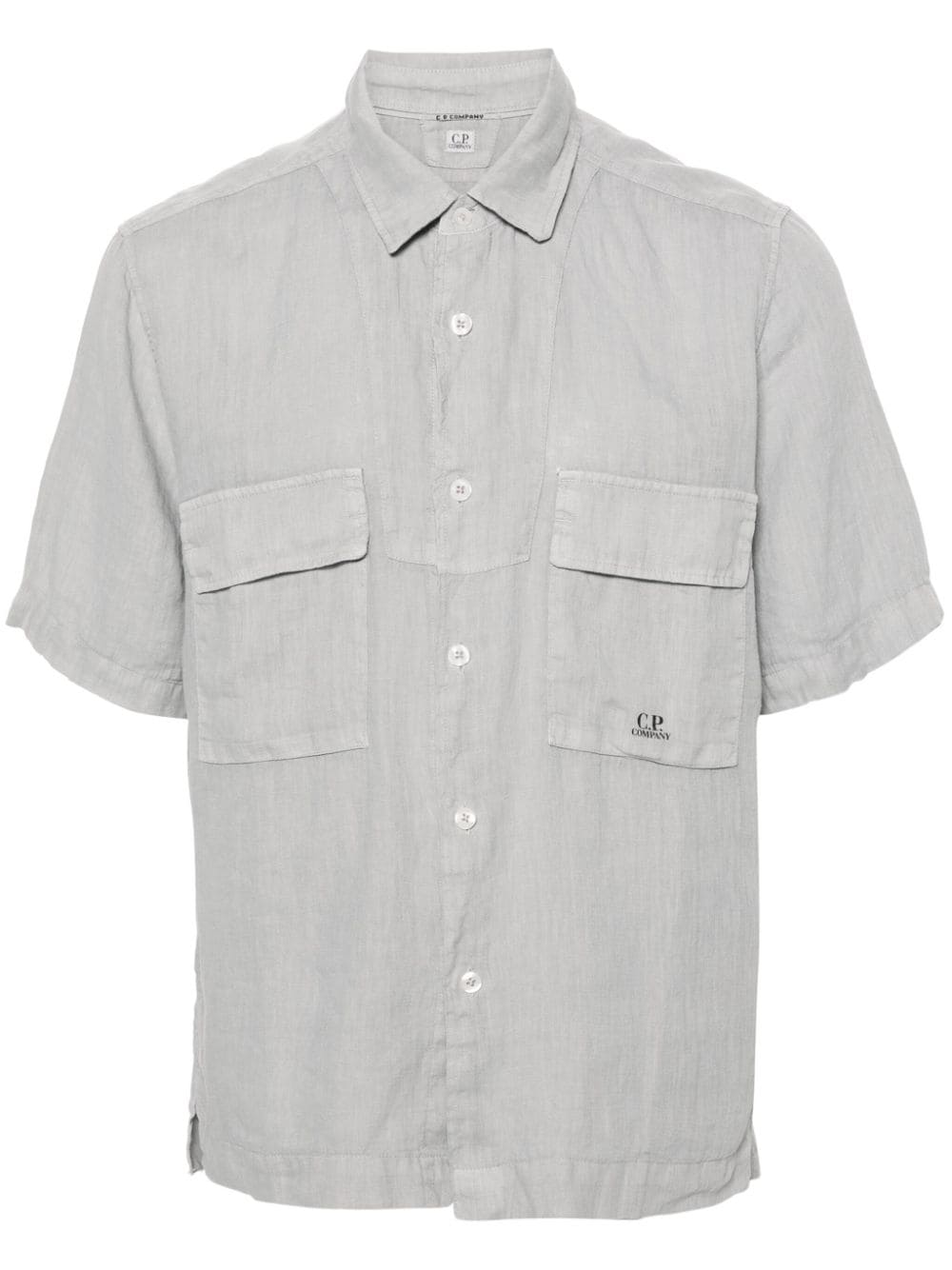 C.P. Company logo-print linen shirt - Grey von C.P. Company