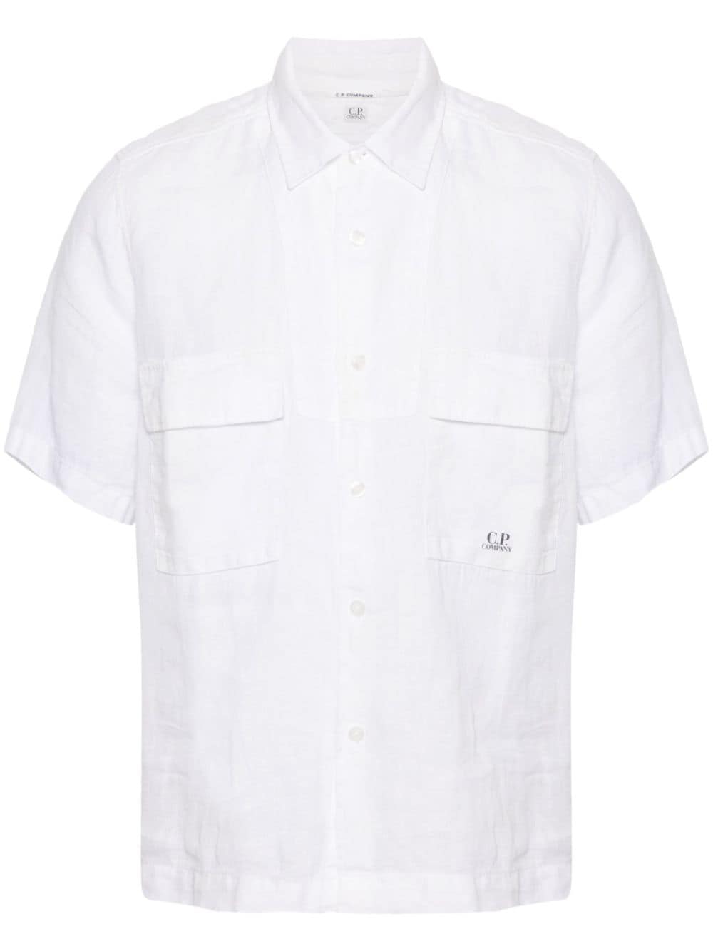 C.P. Company logo-print linen shirt - White von C.P. Company