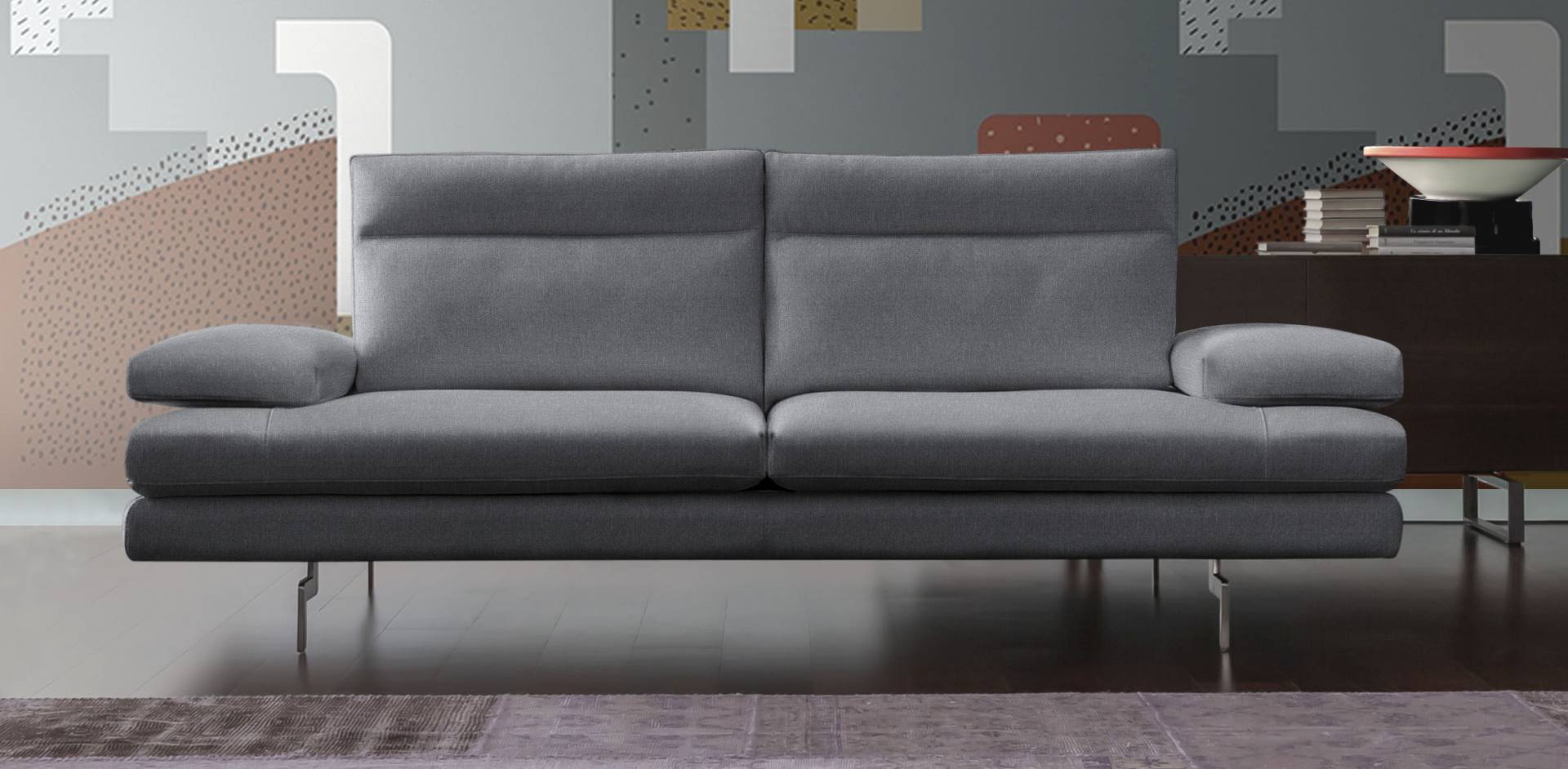 CALIA ITALIA 3,5-Sitzer »Toby Wing, italienisches Designsofa mit erstklassigem Sitzkomfort«, inklusive Sitztiefenverstellung, Füsse in Chrom glänzend von CALIA ITALIA