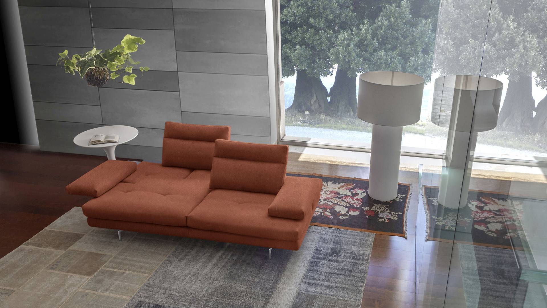CALIA ITALIA 3,5-Sitzer »Toby Wing, italienisches Designsofa mit erstklassigem Sitzkomfort«, inklusive Sitztiefenverstellung, Füsse in Chrom glänzend von CALIA ITALIA