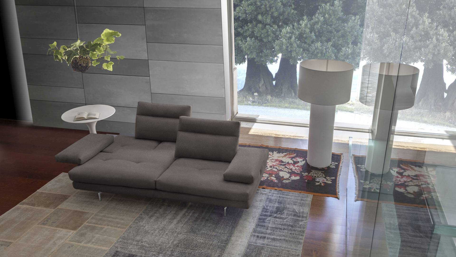 CALIA ITALIA 3,5-Sitzer »Toby Wing, italienisches Designsofa mit erstklassigem Sitzkomfort«, inklusive Sitztiefenverstellung, Füsse in Chrom glänzend von CALIA ITALIA