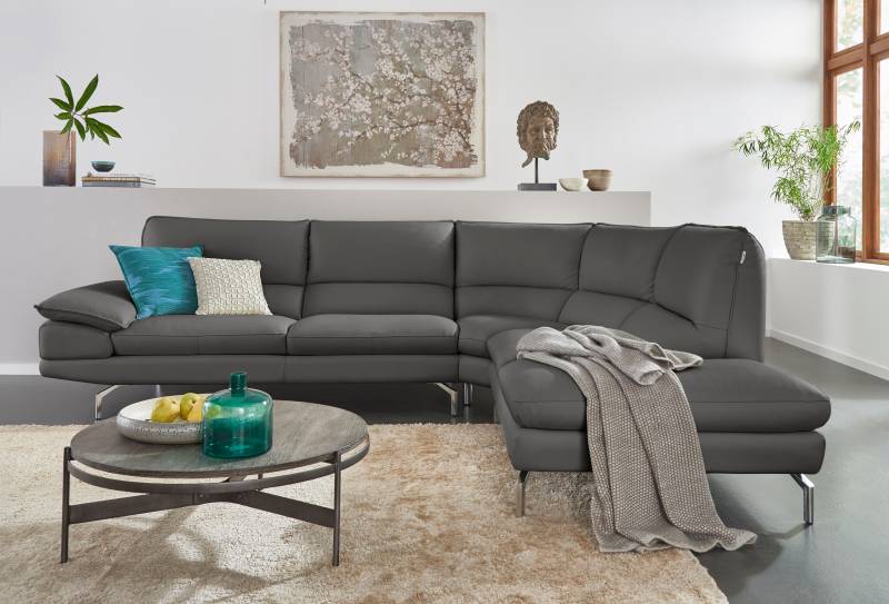 CALIA ITALIA Ecksofa »Dave, italienisches Designsofa L-Form, erstklassiger Sitzkomfort«, Ottomane wahlweise links oder rechts, in zwei tollen Lederqualitäten von CALIA ITALIA