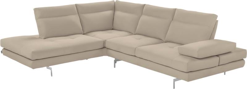 CALIA ITALIA Ecksofa »Toby Wing, L-Form, Multifunktionssofa, bequem und edel«, Sitztiefenverstellung und Armteilfunktion, Füsse chrom glänzend von CALIA ITALIA