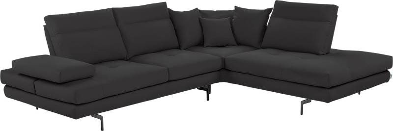 CALIA ITALIA Ecksofa »Toby Wing, Komfortsofa mit Sitzkomfort der Extraklasse, L-Form«, Sitztiefenverstellung, wahlw. mit Kissen-Set,Füsse schwarz matt von CALIA ITALIA