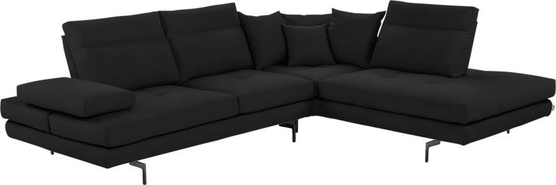 CALIA ITALIA Ecksofa »Toby Wing, Komfortsofa mit Sitzkomfort der Extraklasse, L-Form«, Sitztiefenverstellung, wahlw. mit Kissen-Set,Füsse schwarz matt von CALIA ITALIA