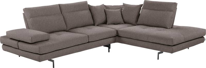 CALIA ITALIA Ecksofa »Toby Wing, Komfortsofa mit Sitzkomfort der Extraklasse, L-Form«, Sitztiefenverstellung, wahlw. mit Kissen-Set,Füsse schwarz matt von CALIA ITALIA