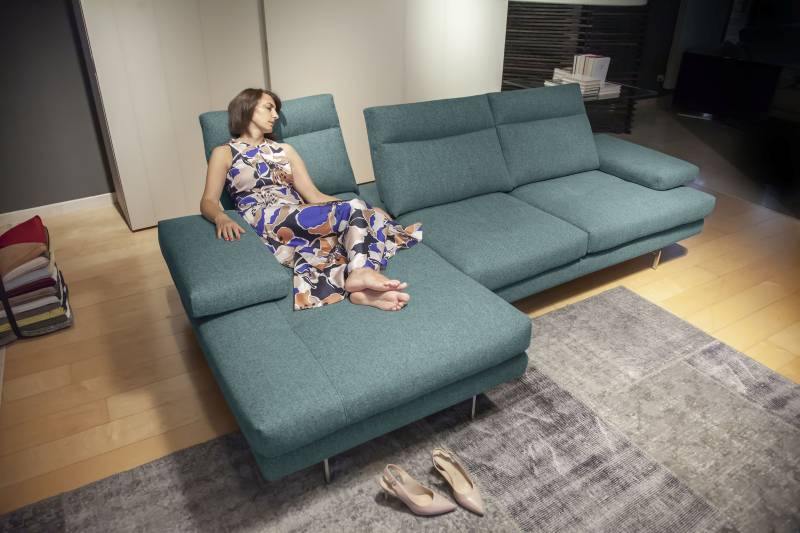 CALIA ITALIA Ecksofa »Toby Wing, Komfortsofa der Extraklasse, bequem, L-Form«, inklusive Sitztiefenverstellung, Füsse in chrom glänzend von CALIA ITALIA