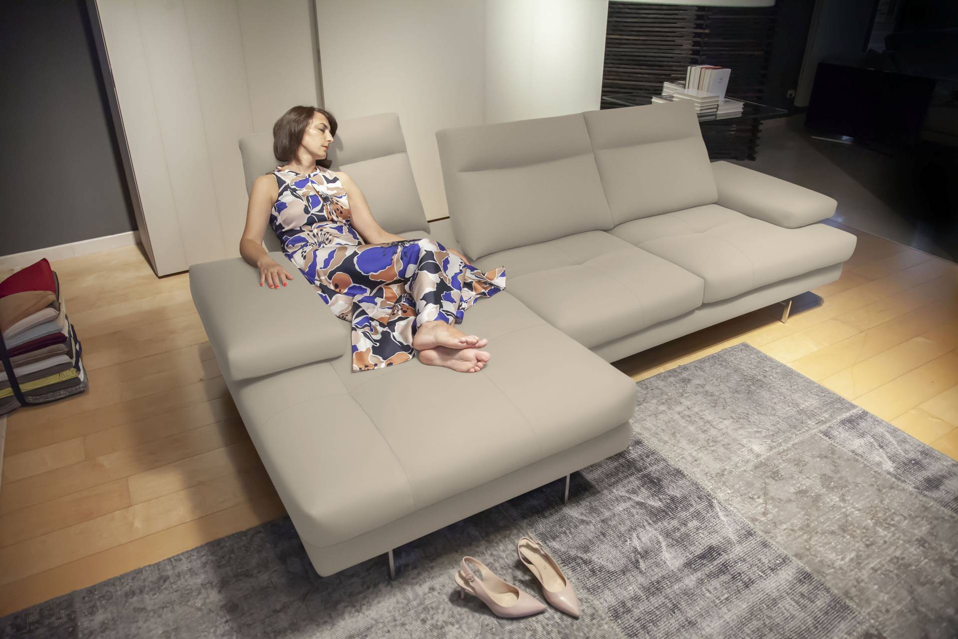 CALIA ITALIA Ecksofa »Toby Wing, Komfortsofa der Extraklasse, bequem, L-Form«, inklusive Sitztiefenverstellung, Füsse in chrom glänzend von CALIA ITALIA