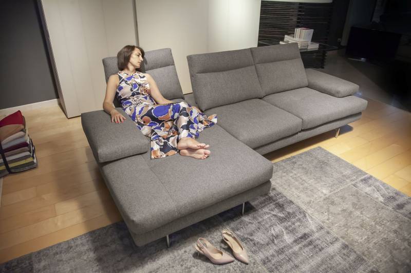 CALIA ITALIA Ecksofa »Toby Wing, Komfortsofa der Extraklasse, bequem, L-Form«, inklusive Sitztiefenverstellung, Füsse in chrom glänzend von CALIA ITALIA