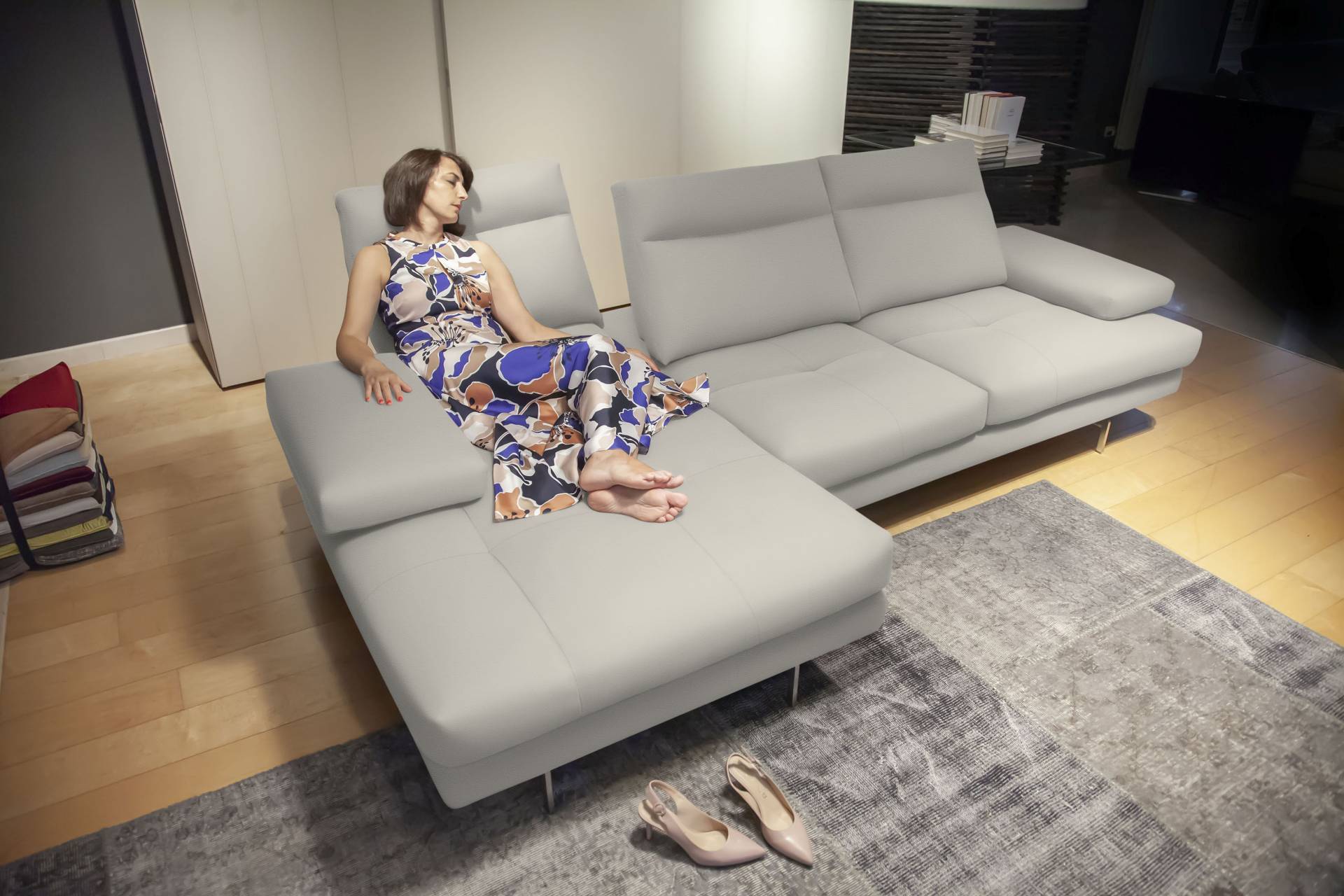 CALIA ITALIA Ecksofa »Toby Wing, Komfortsofa der Extraklasse, bequem, L-Form«, inklusive Sitztiefenverstellung, Füsse in chrom glänzend von CALIA ITALIA