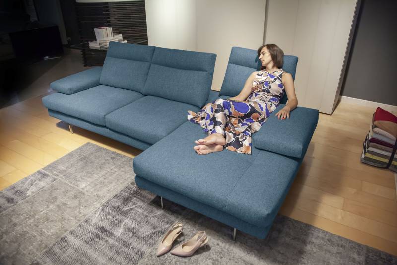 CALIA ITALIA Ecksofa »Toby Wing, Komfortsofa der Extraklasse, bequem, L-Form«, inklusive Sitztiefenverstellung, Füsse in chrom glänzend von CALIA ITALIA