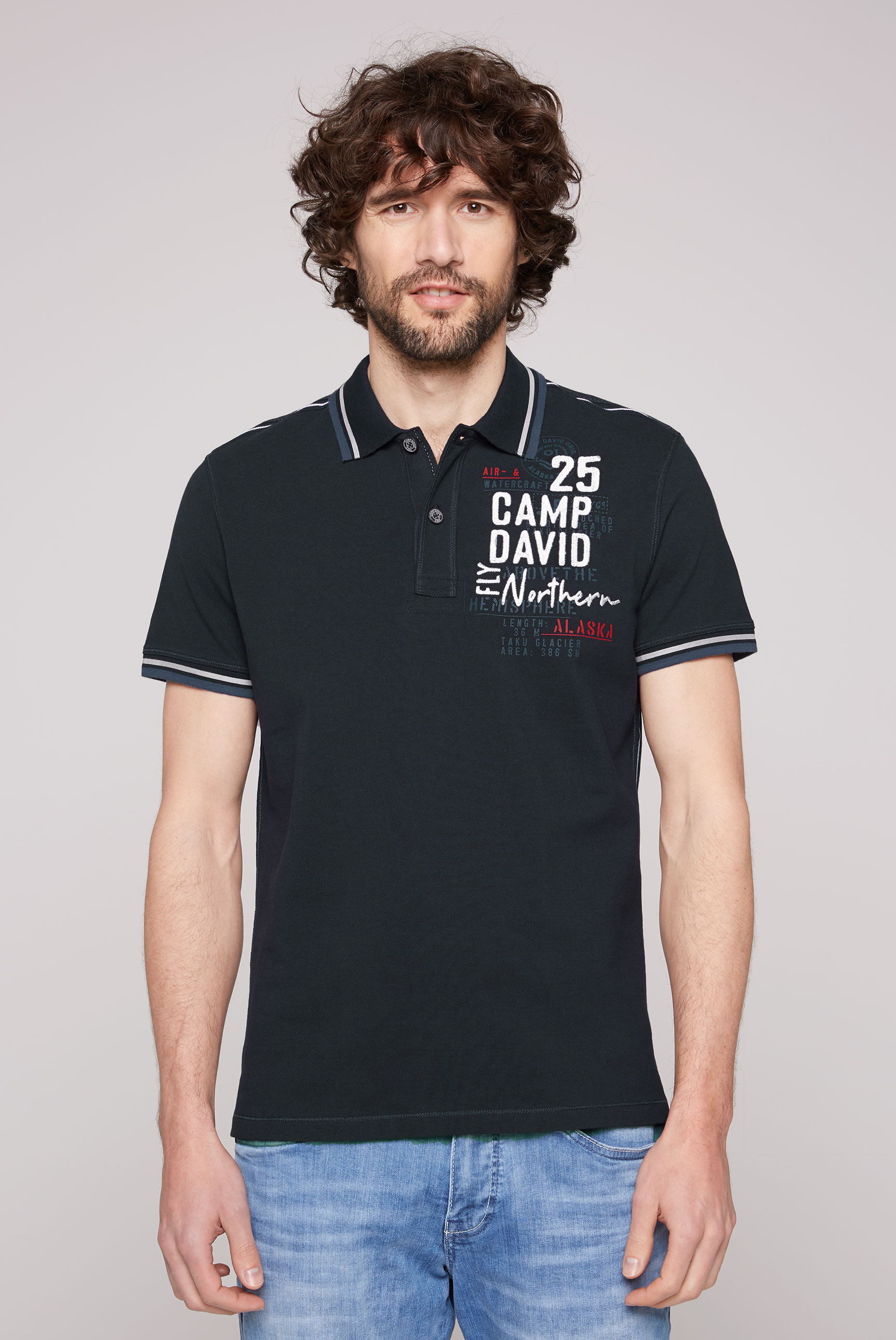 CAMP DAVID Poloshirt, mit Label-Applikationen von CAMP DAVID