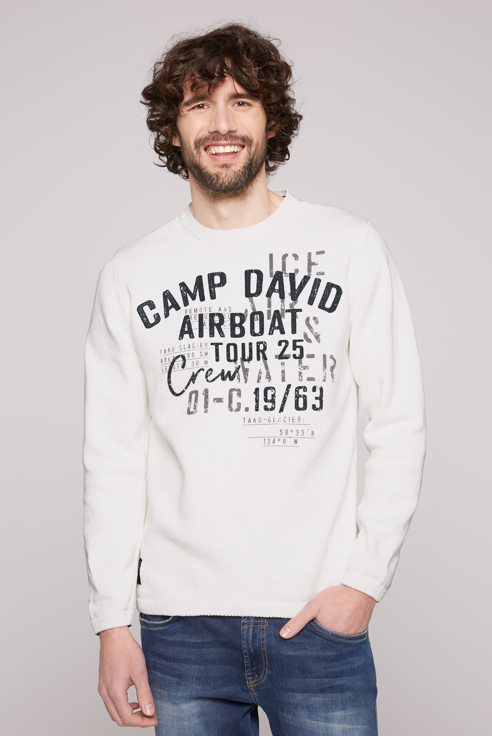 CAMP DAVID Rundhalspullover, mit Logoprints von CAMP DAVID