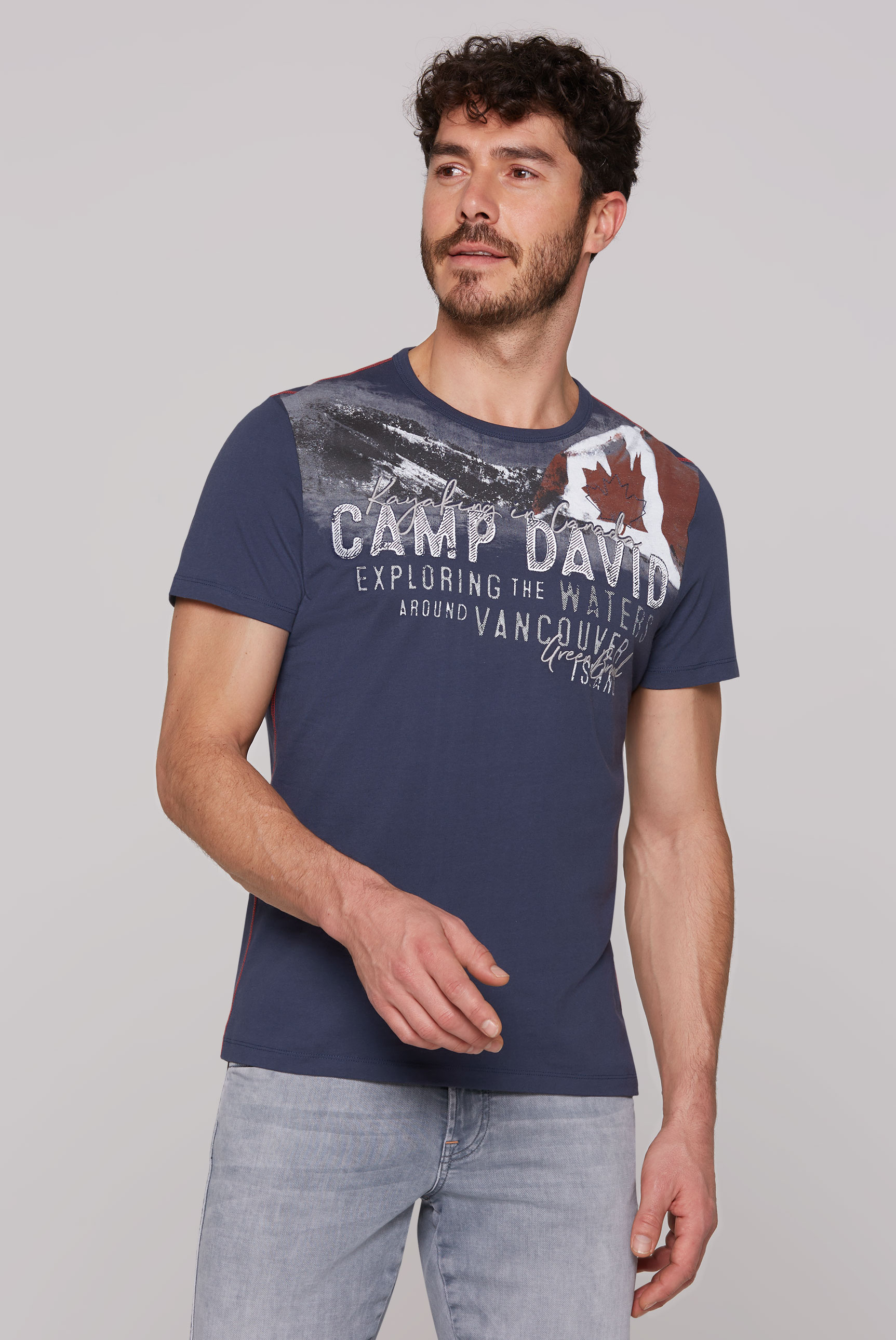 CAMP DAVID T-Shirt, mit Print und Logo-Stickerei von CAMP DAVID