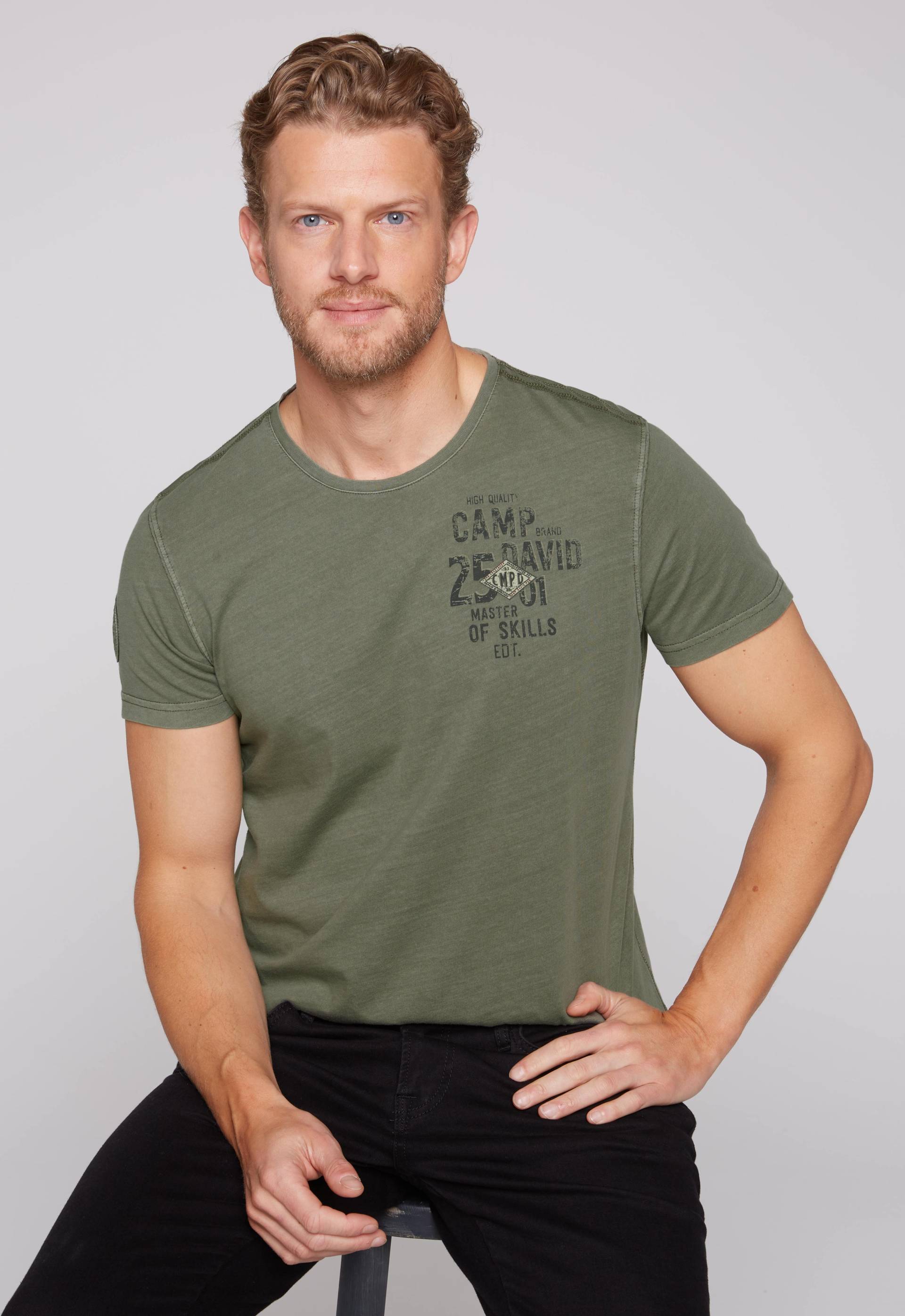 CAMP DAVID T-Shirt, mit Logo-Bestickung am Ärmel CAMP DAVID T-Shirt, mit Logo-Bestickung am Ärmel von CAMP DAVID