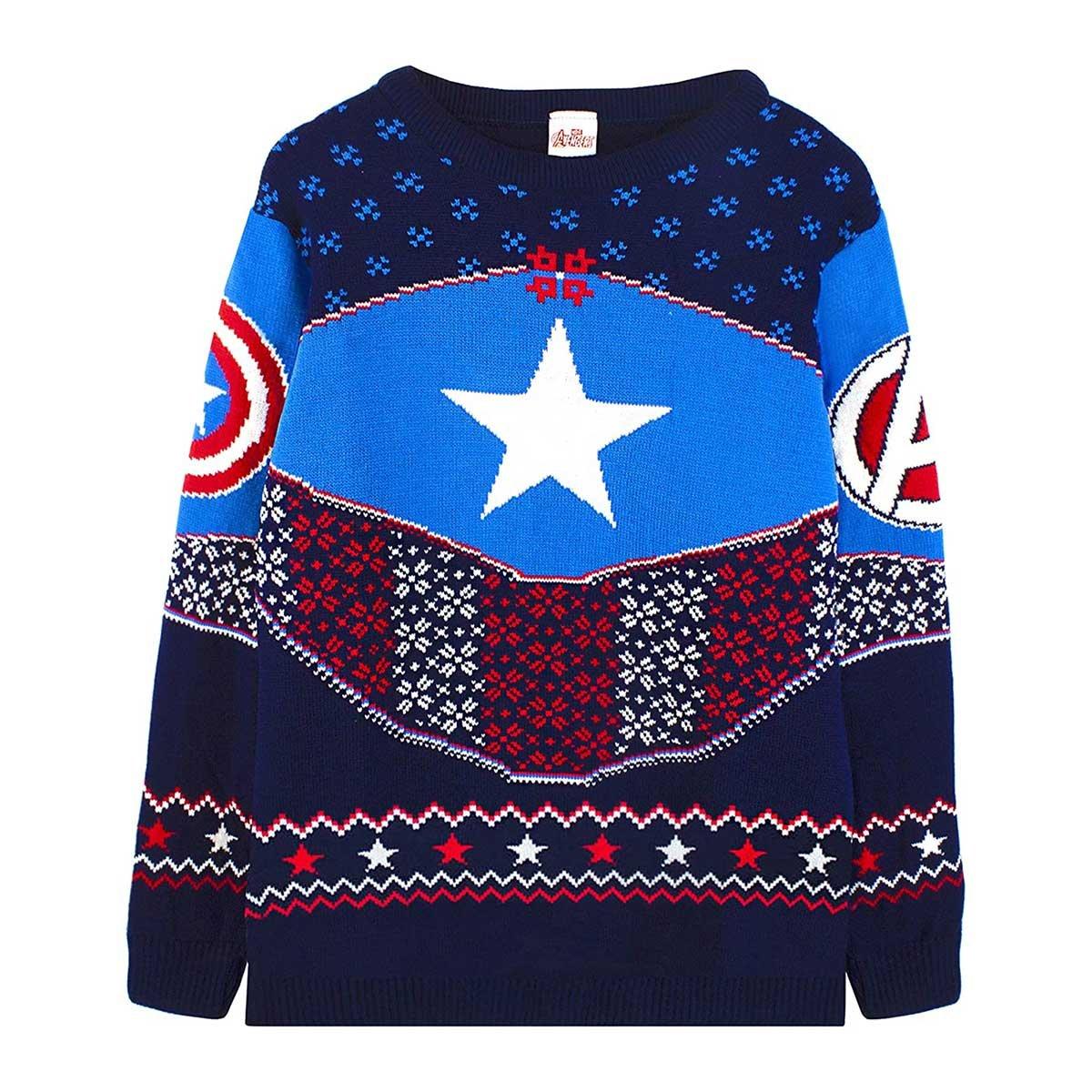 Sweatshirt Weihnachtliches Design Damen Blau M von CAPTAIN AMERICA