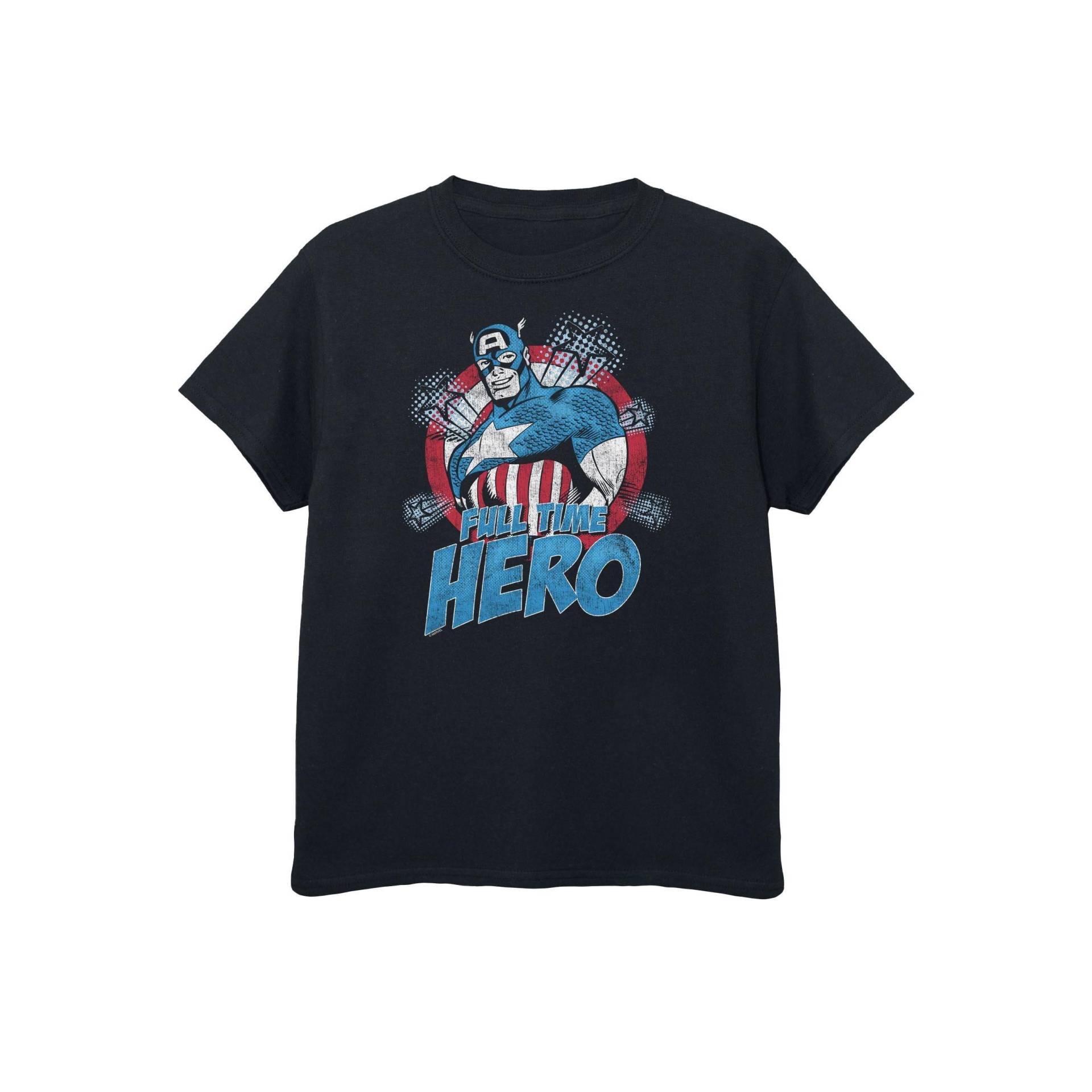 Full Time Hero Tshirt Jungen Schwarz 116 von CAPTAIN AMERICA