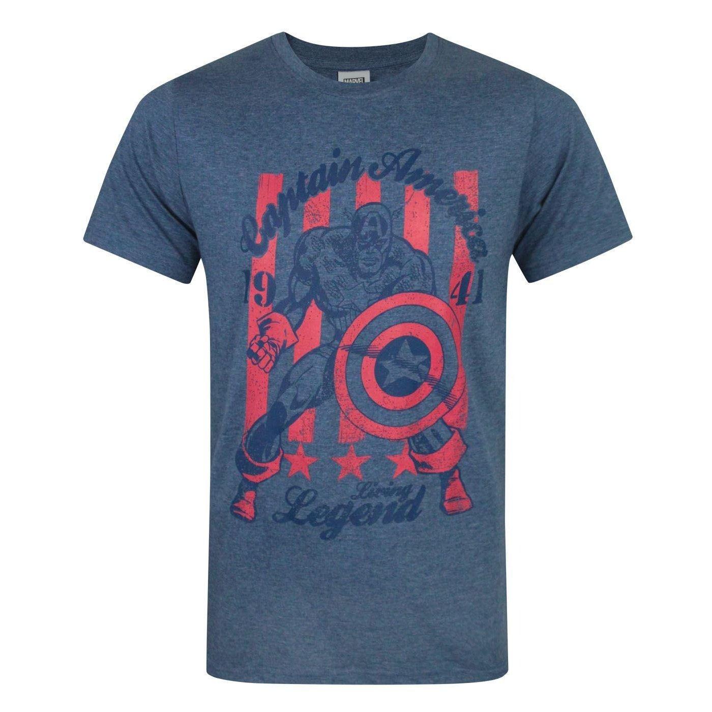 Offizielles Living Legend Tshirt Herren Blau M von CAPTAIN AMERICA