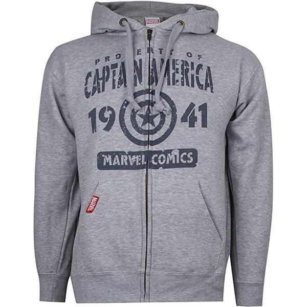 Property Of Hoodie Mit Durchgehendem Reißverschluss Herren Taubengrau XL von CAPTAIN AMERICA