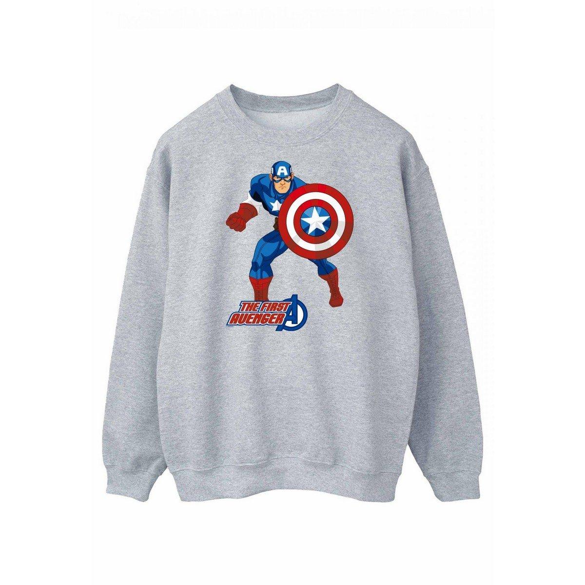 The First Avenger Sweatshirt Damen Grau L von CAPTAIN AMERICA