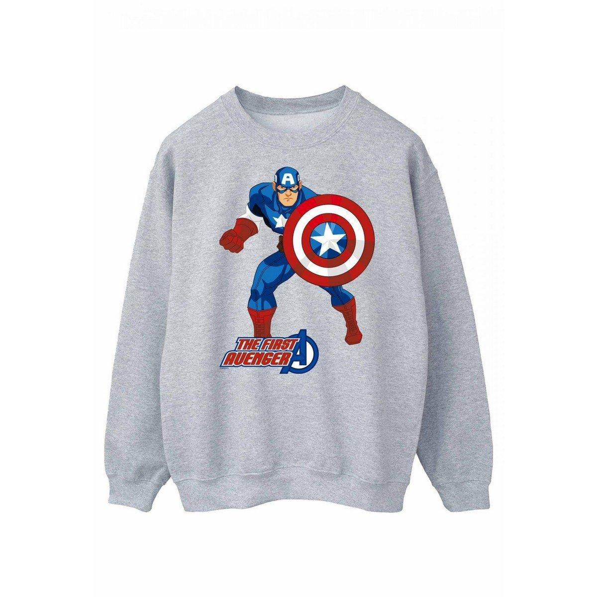 The First Avenger Sweatshirt Damen Grau S von CAPTAIN AMERICA