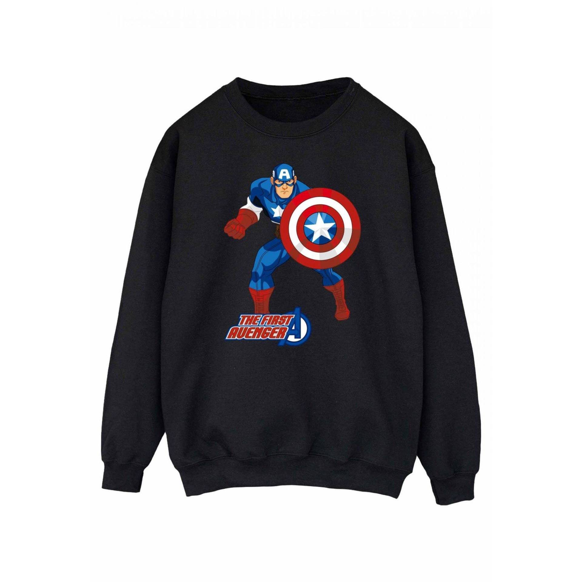 The First Avenger Sweatshirt Damen Schwarz L von CAPTAIN AMERICA