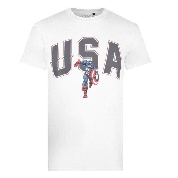 Usa Tshirt Herren Weiss M von CAPTAIN AMERICA