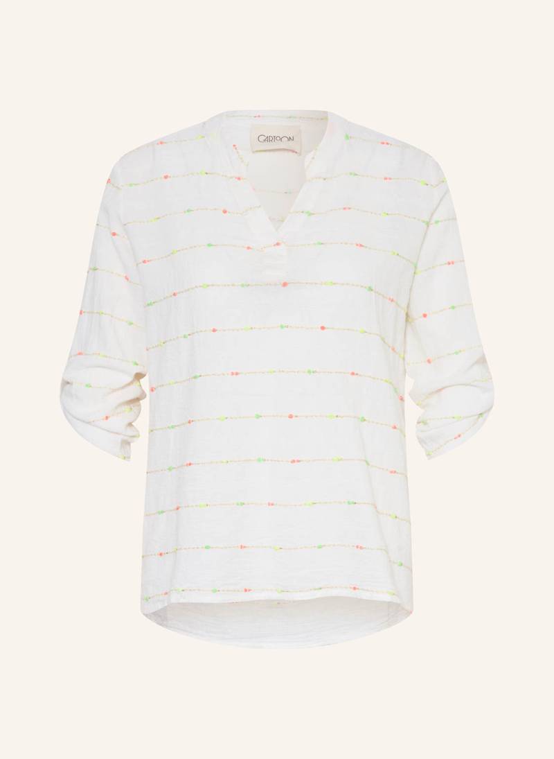 Cartoon Blusenshirt Mit 3/4-Arm Und Glitzergarn weiss von CARTOON