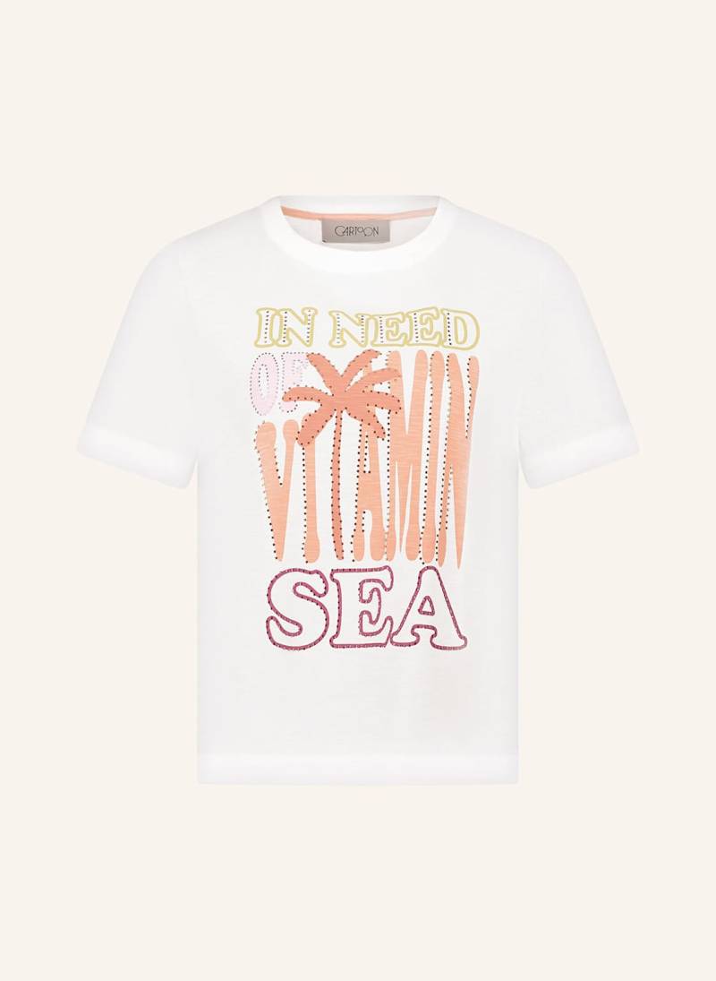 Cartoon T-Shirt Mit Schmucksteinen weiss von CARTOON