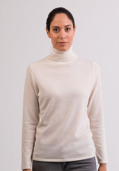 Kaschmir Rollkragen Pullover Damen Weiss XL von CASH-MERE.CH