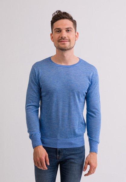 Kaschmir Rundhals Pullover Herren Hellblau L von CASH-MERE.CH