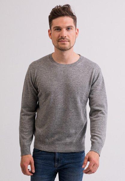 Kaschmir Rundhals Pullover Herren Grau L von CASH-MERE.CH