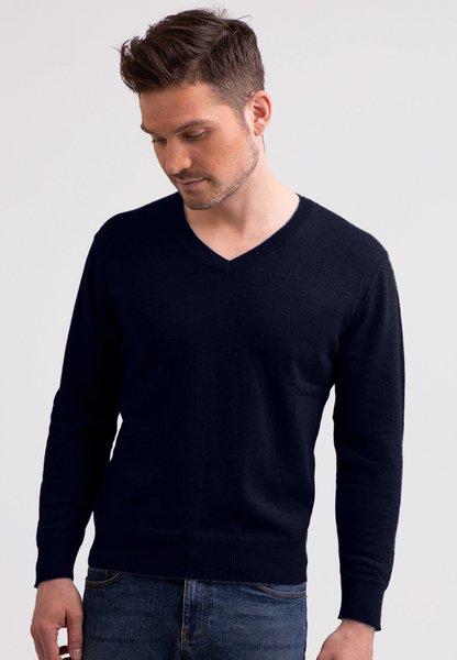 Kaschmir V-ausschnitt Pullover Herren Marine S von CASH-MERE.CH