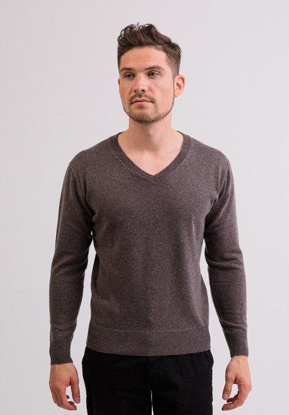 Kaschmir V-ausschnitt Pullover Herren Beige XL von CASH-MERE.CH