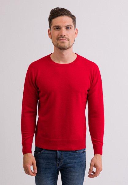 Kaschmir Rundhals Pullover Herren Rot Bunt XL von CASH-MERE.CH