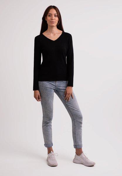 Recycelter Kaschmir V-ausschnitt Pullover Damen Schwarz XL von CASH-MERE.CH