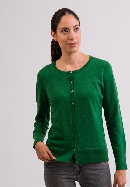 Kaschmir Cardigan Rundhals Damen Grün XS von CASH-MERE.CH