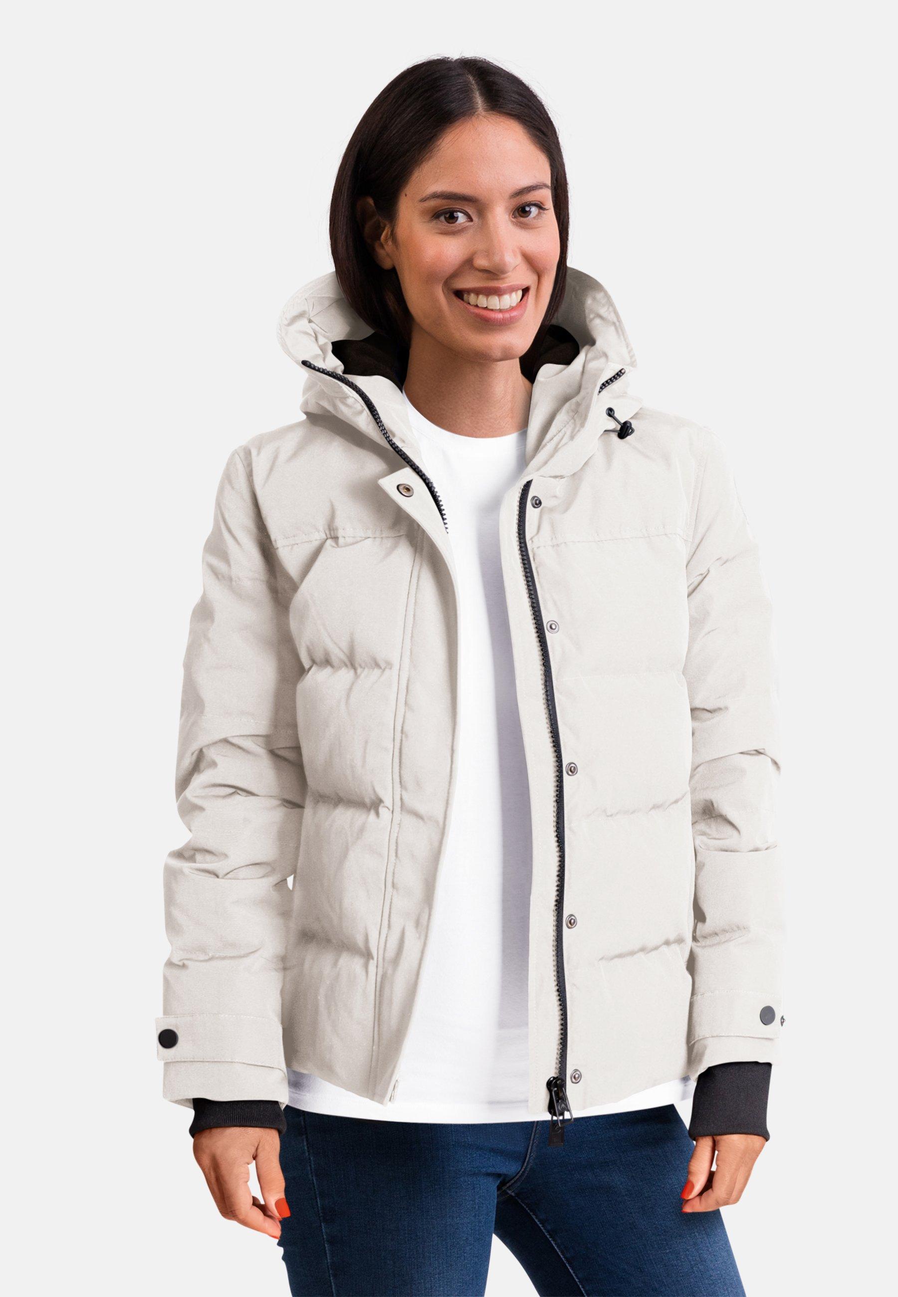 Daunenparka Mit Kapuze Und Kaschmirfutter Damen Weiss L von CASH-MERE.CH