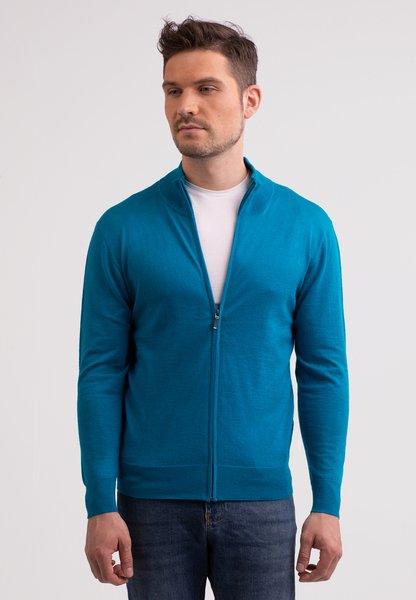 Kaschmir Cardigan Herren Blau L von CASH-MERE.CH