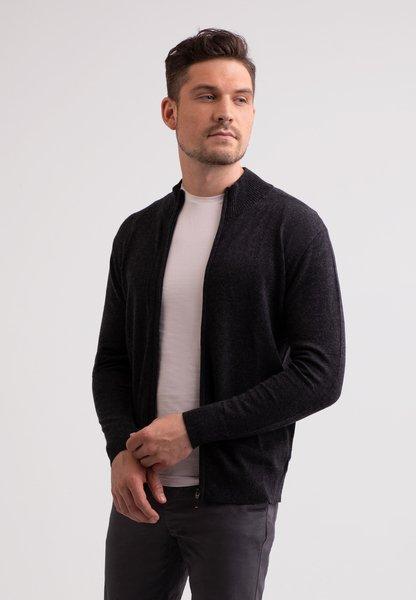 Kaschmir Cardigan Herren Schwarz Leicht XL von CASH-MERE.CH