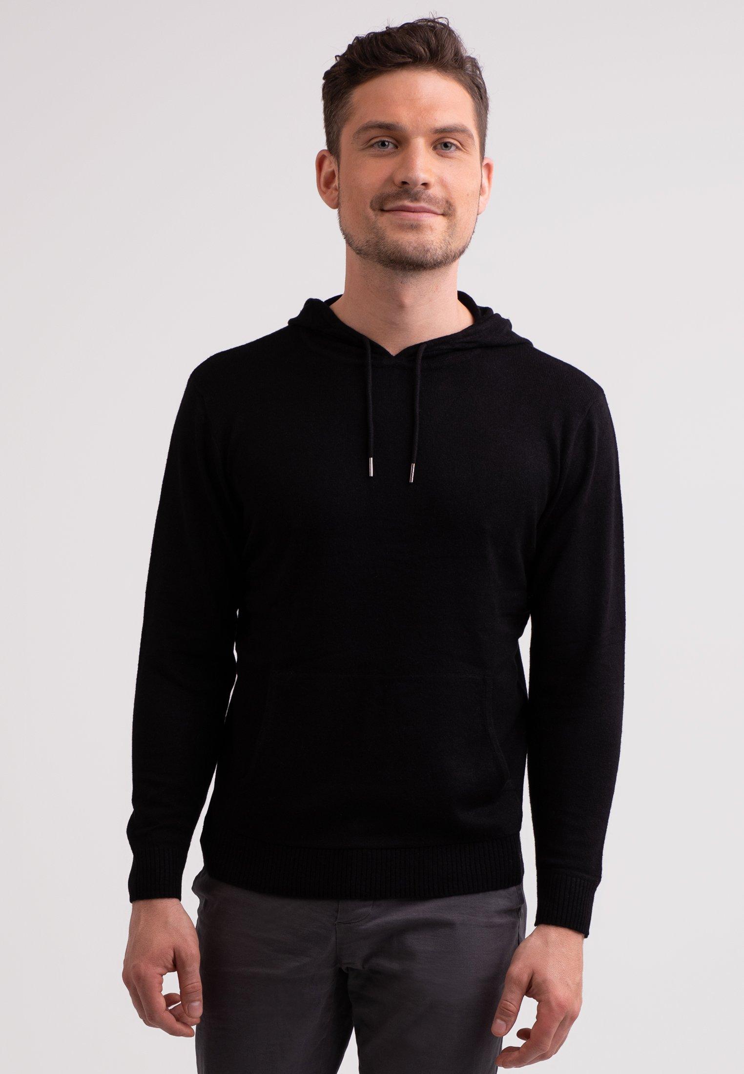 Kaschmir Hoodie Herren Schwarz L von CASH-MERE.CH