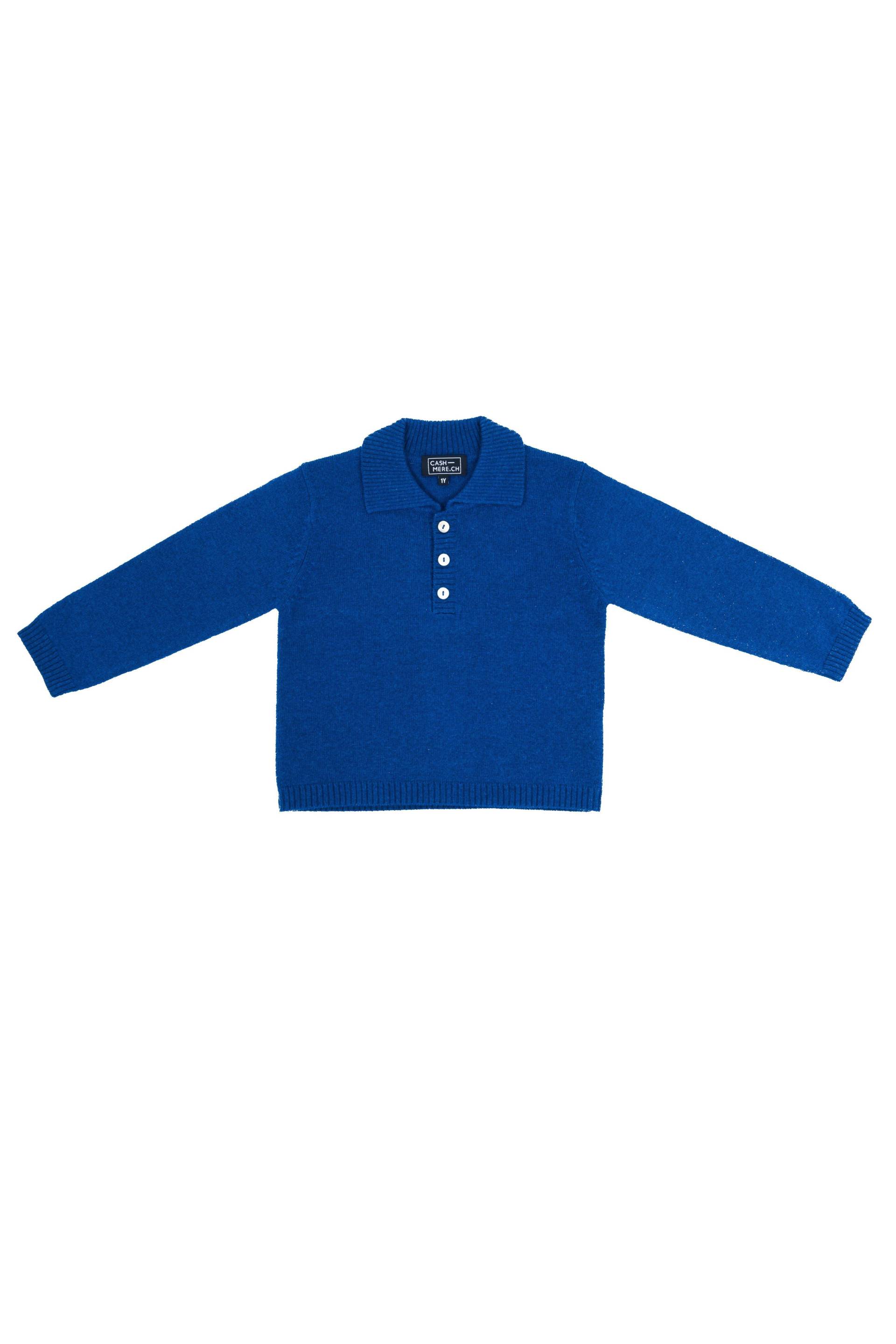 Kaschmir Polo Pullover Unisex Blau 1A von CASH-MERE.CH