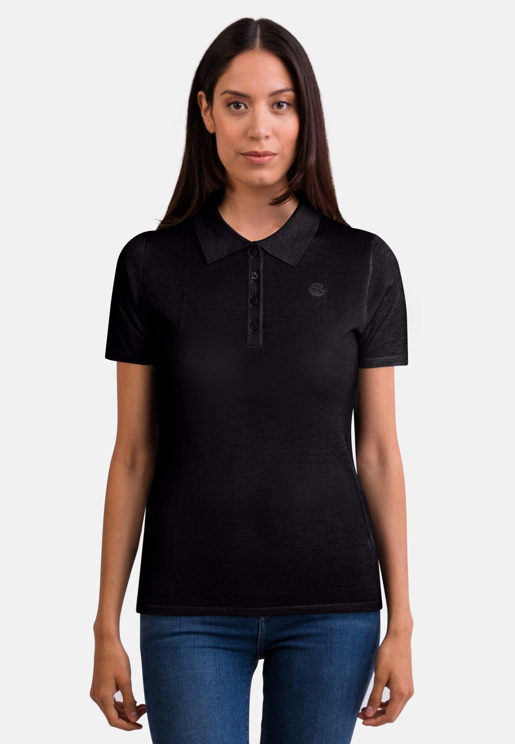 Kaschmir Poloshirt Kurzarm Damen Schwarz L von CASH-MERE.CH