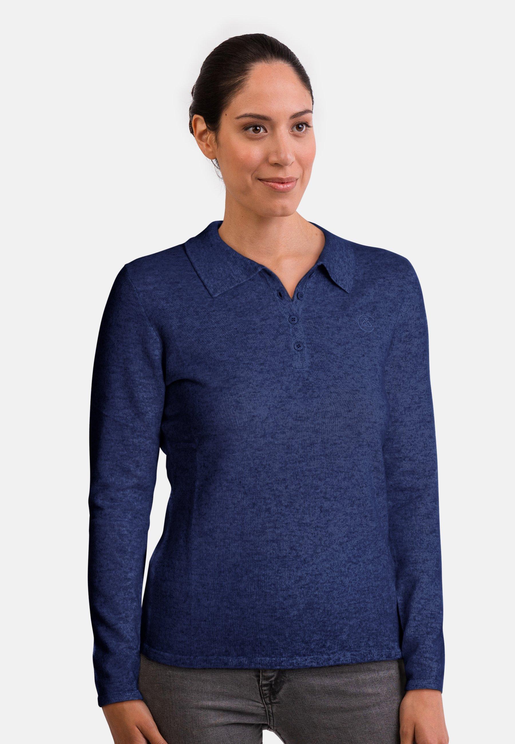 Kaschmir Poloshirt Langarm Damen Marine L von CASH-MERE.CH