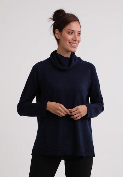 Kaschmir Rollkragen Pullover Damen Blau XXL von CASH-MERE.CH