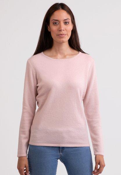 Kaschmir Rundhals Pullover Damen Pink L von CASH-MERE.CH