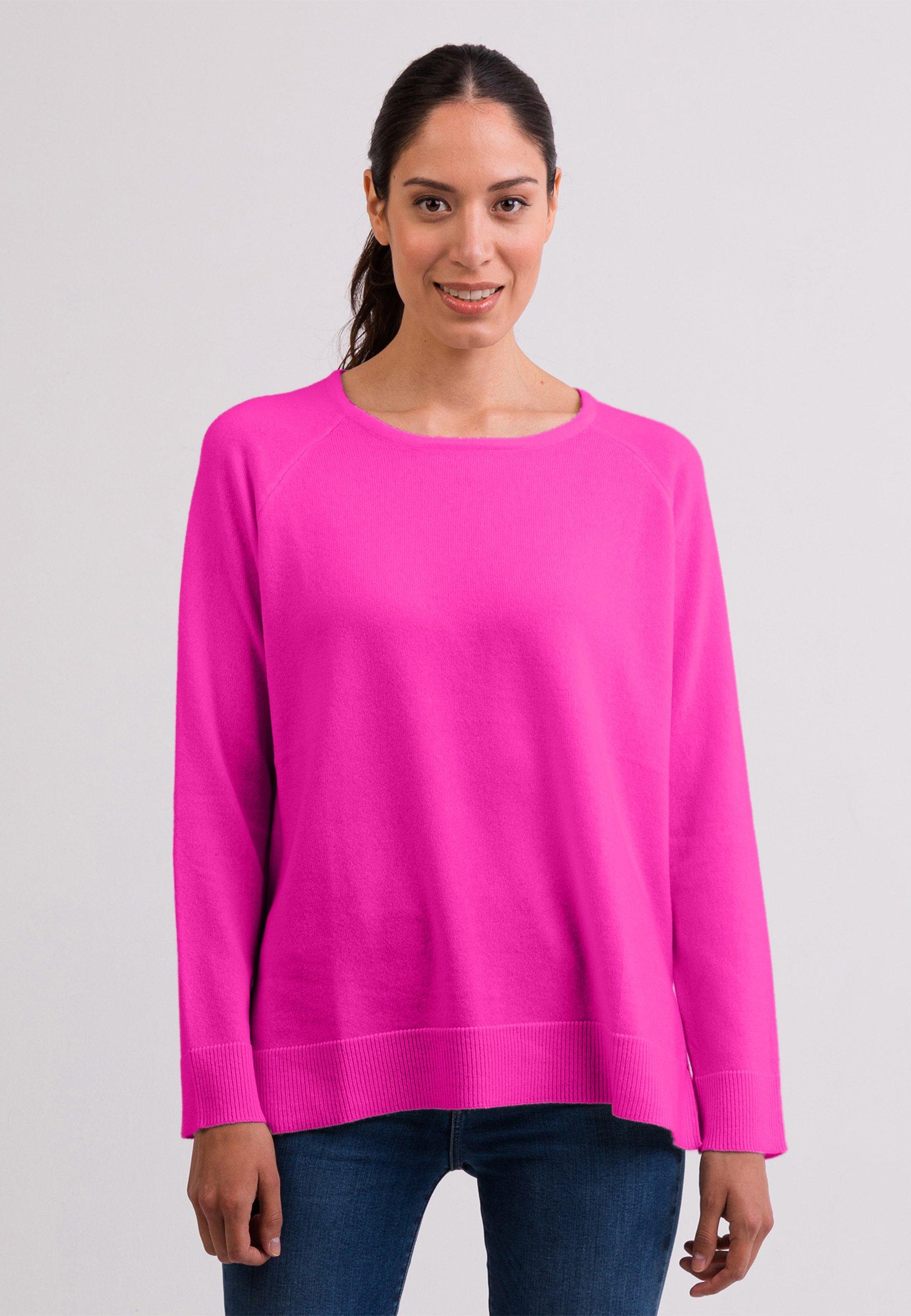 Kaschmir Rundhals Pullover Mit Seitenschlitzen Damen Altrosa L von CASH-MERE.CH