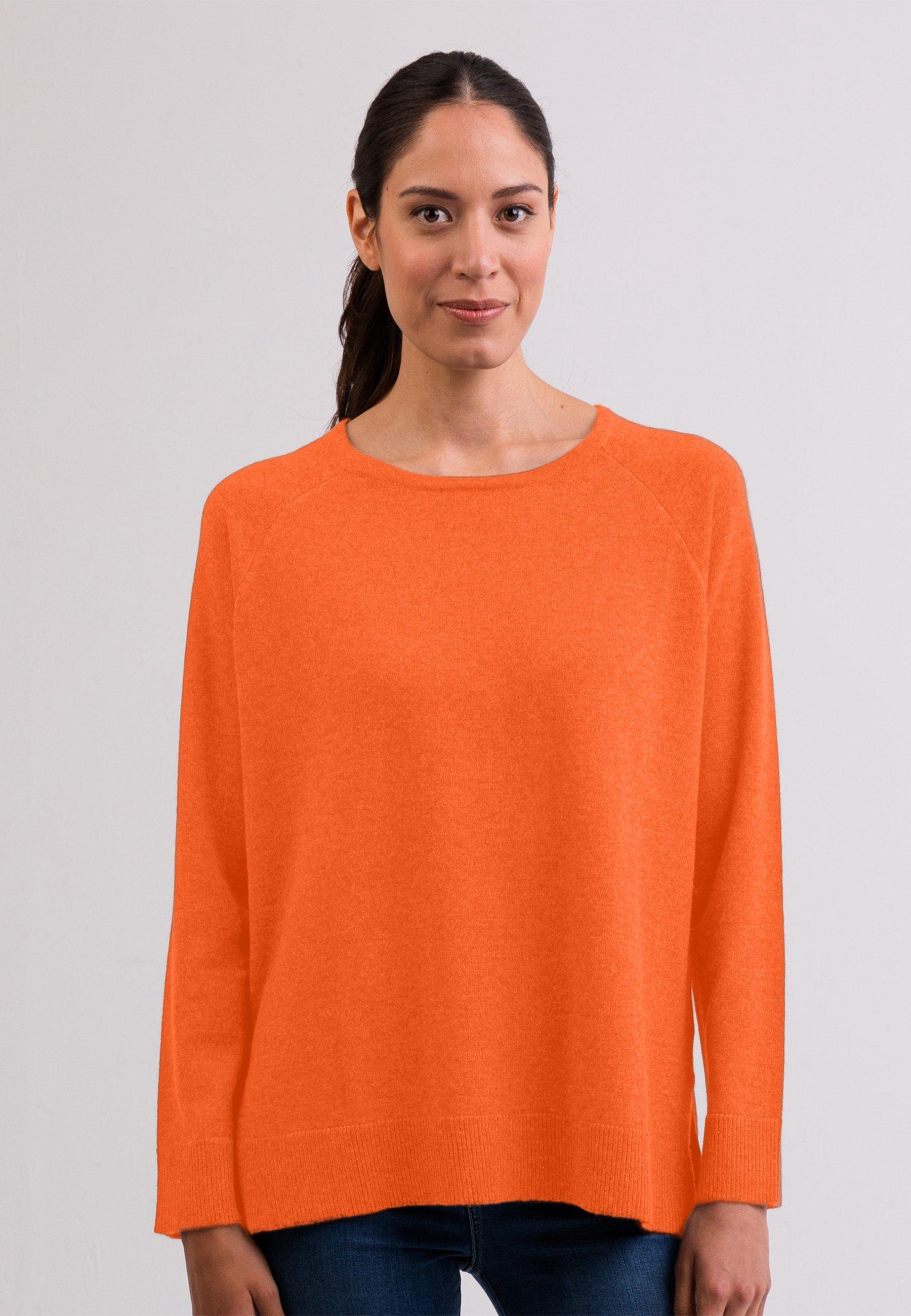 Kaschmir Rundhals Pullover Mit Seitenschlitzen Damen Gelb M von CASH-MERE.CH